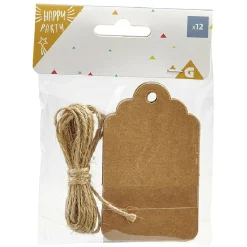 Étiquette porte nom en papier kraft x 12-Gifi Online