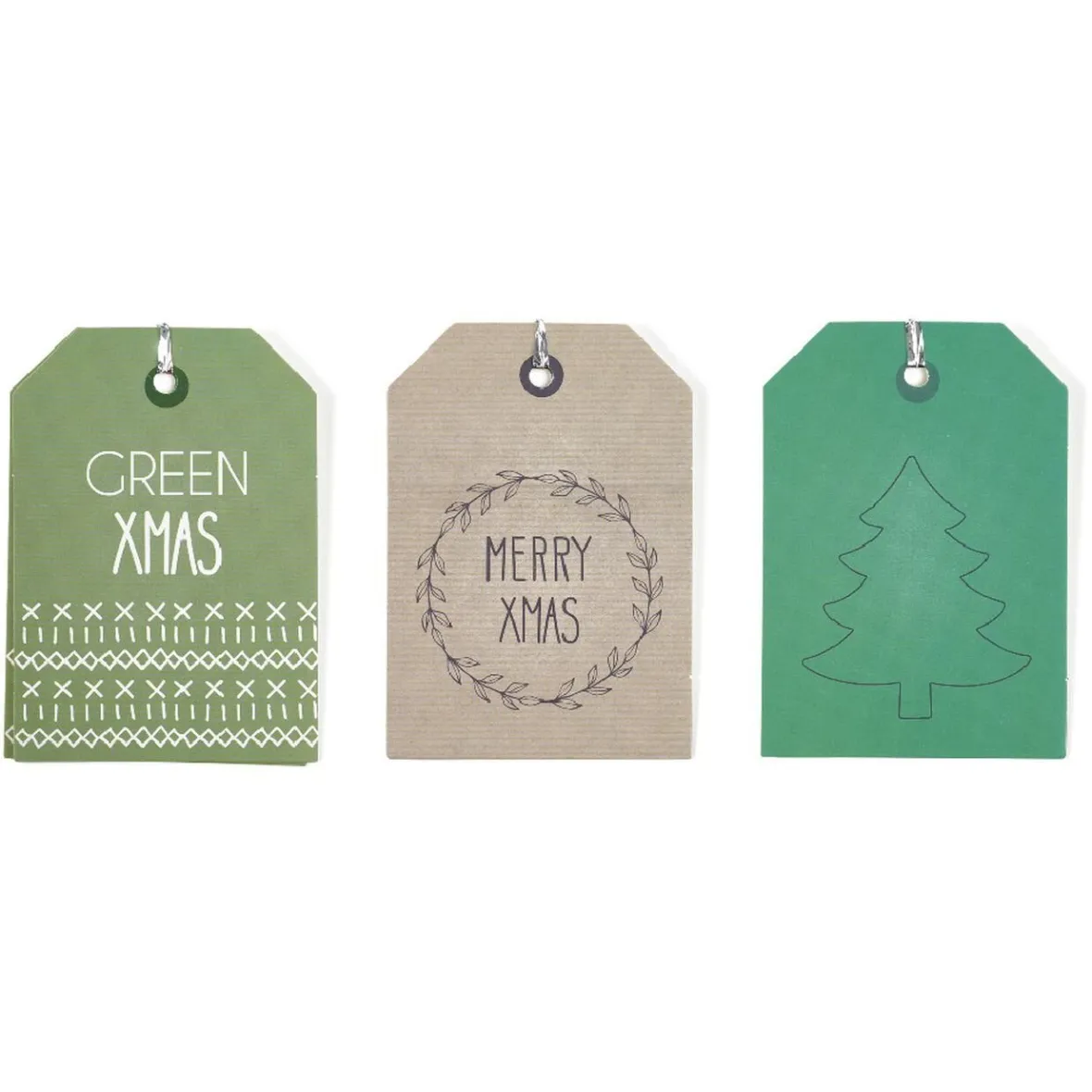 Étiquette pour paquet cadeau Noël Vert Naturel x6-Gifi New