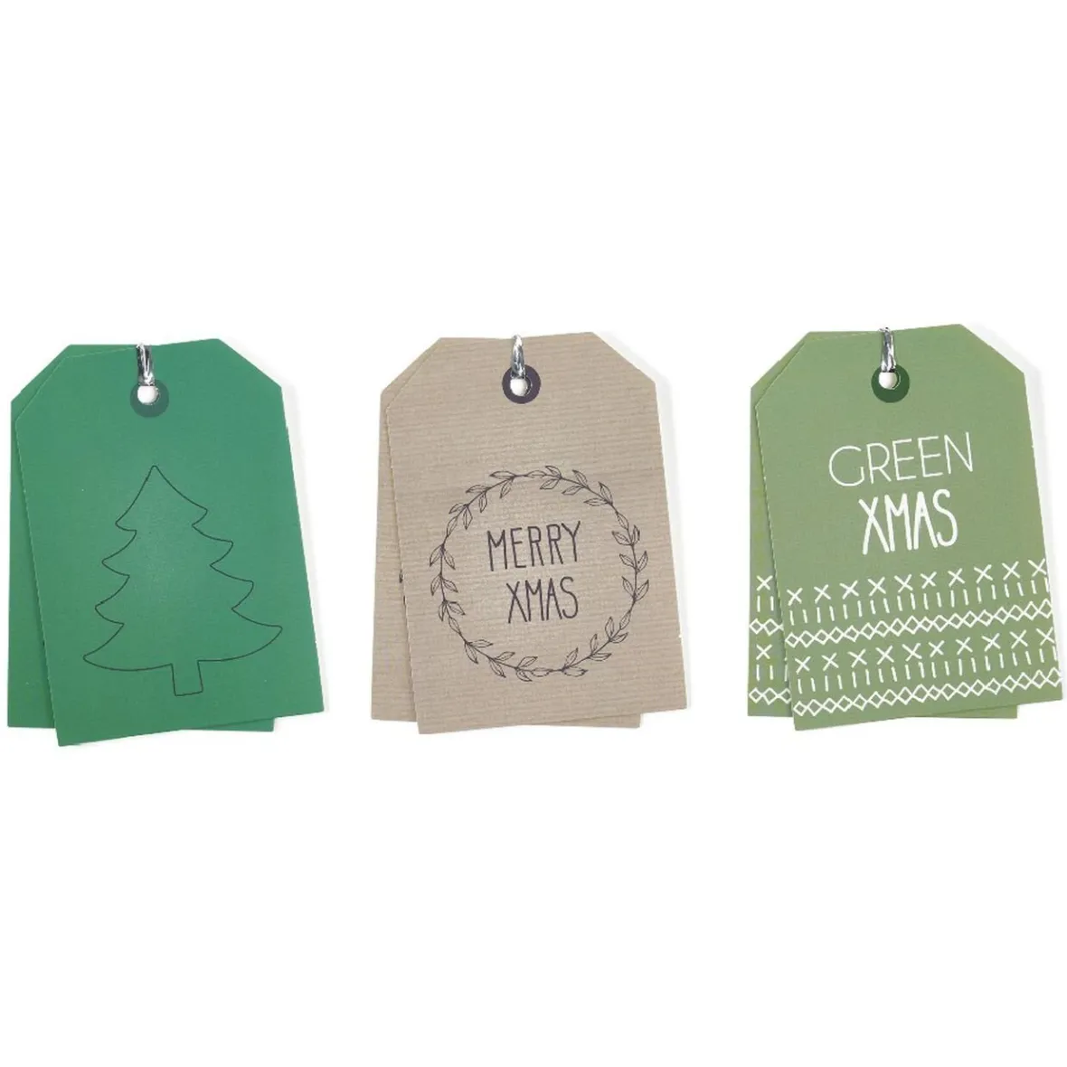 Étiquette pour paquet cadeau Noël Vert Naturel x6-Gifi New