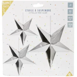 Étoile à suspendre papier argenté x3-Gifi Clearance