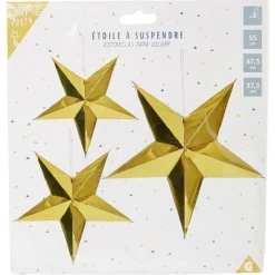 Étoile à suspendre papier doré x3-Gifi Sale