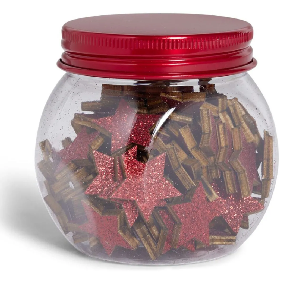 Étoile décoration de table bois rouge pailleté x80-Gifi Discount