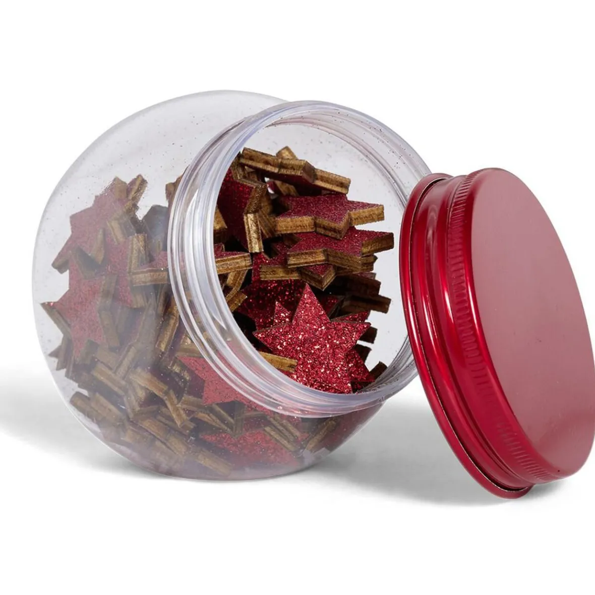 Étoile décoration de table bois rouge pailleté x80-Gifi Discount