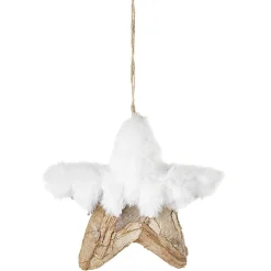Étoile de Noël à suspendre bois fausse fourrure blanche effet neige-Gifi Online