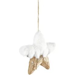 Étoile de Noël à suspendre bois fausse fourrure blanche effet neige-Gifi Online