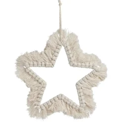 Étoile de Noël à suspendre macramé beige 21x21cm-Gifi Sale