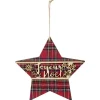 Étoile de Noël en bois tartan-Gifi Outlet