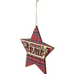 Étoile de Noël en bois tartan-Gifi Outlet