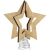Étoile de Noël sur socle à ressort bois naturel-Gifi Discount