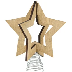 Étoile de Noël sur socle à ressort bois naturel-Gifi Discount