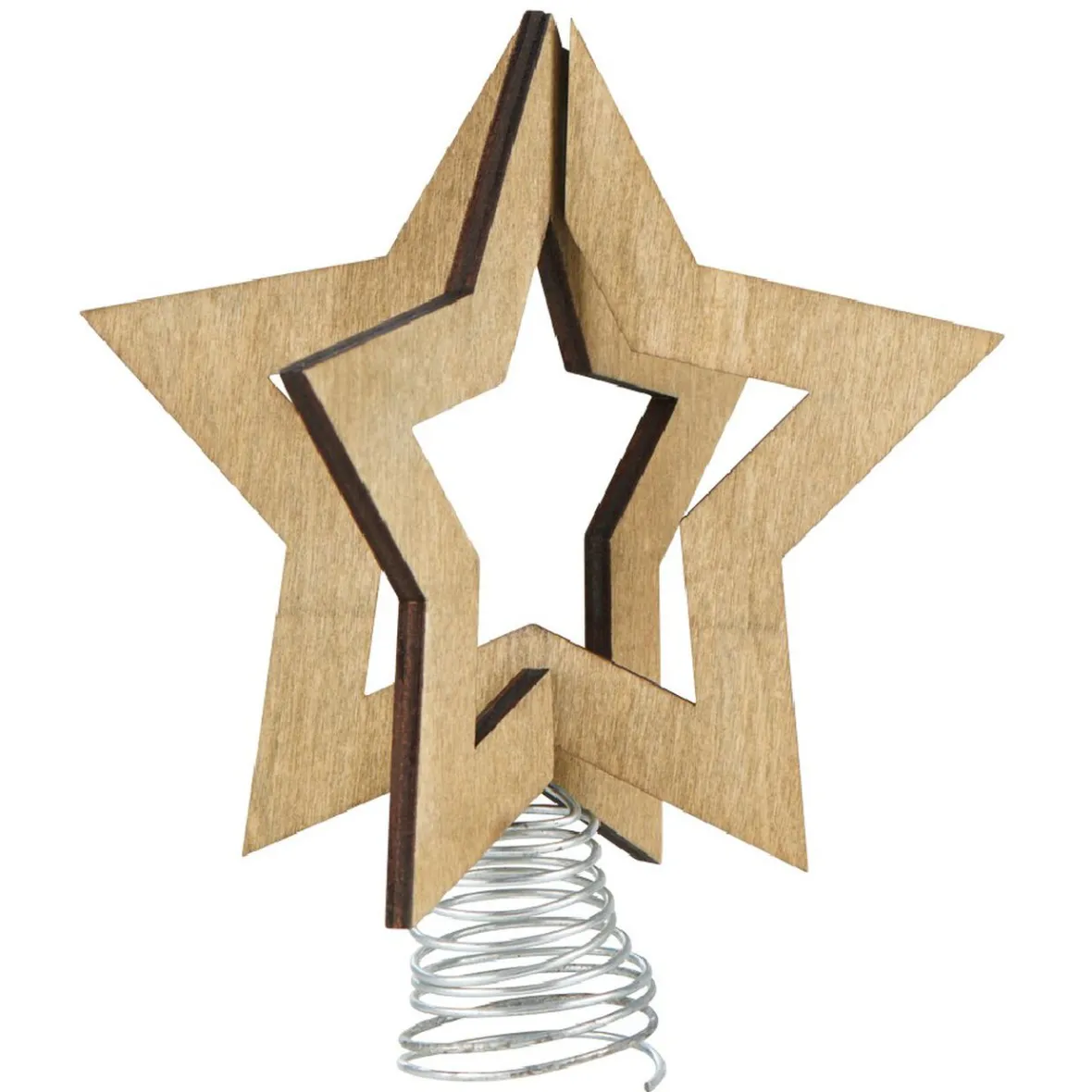 Étoile de Noël sur socle à ressort bois naturel-Gifi Discount