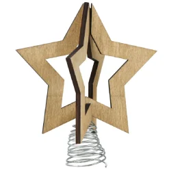 Étoile de Noël sur socle à ressort bois naturel-Gifi Discount