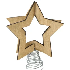 Étoile de Noël sur socle à ressort bois naturel-Gifi Discount