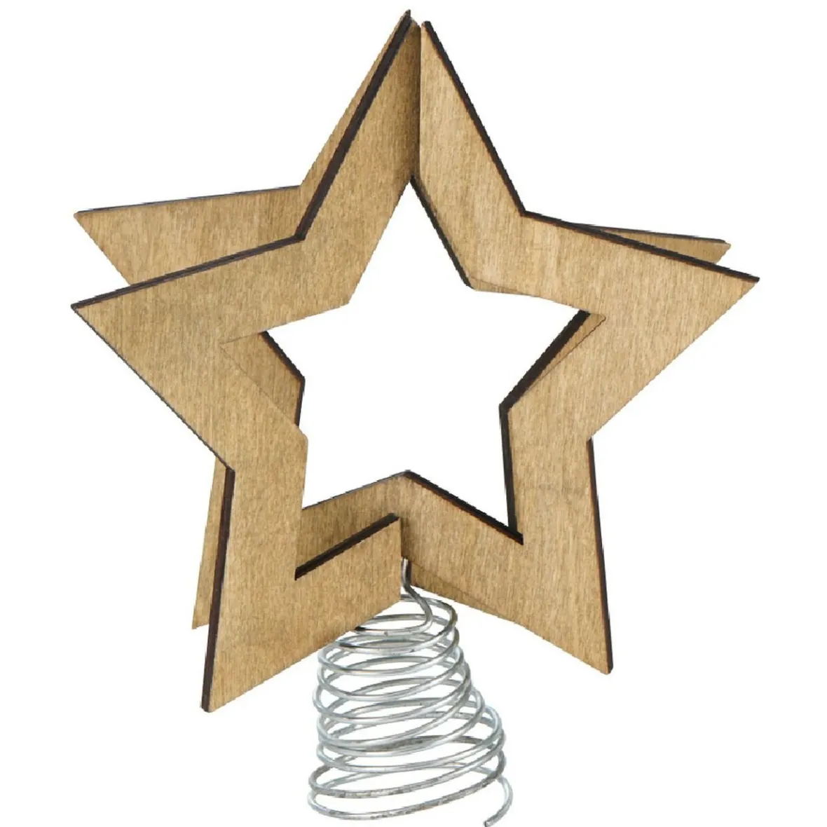 Étoile de Noël sur socle à ressort bois naturel-Gifi Discount