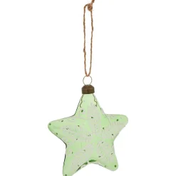 Étoile en verre à suspendre vert et blanc design artisanal H10,5cm-Gifi Online