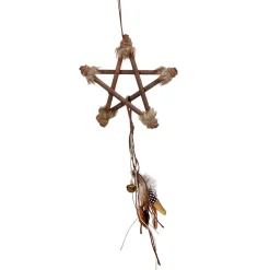 Étoile marron bois fourrure et plumes cheyenne-Gifi