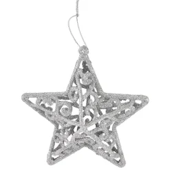 Étoile pailletée argentée à suspendre H.11 cm x3-Gifi Outlet
