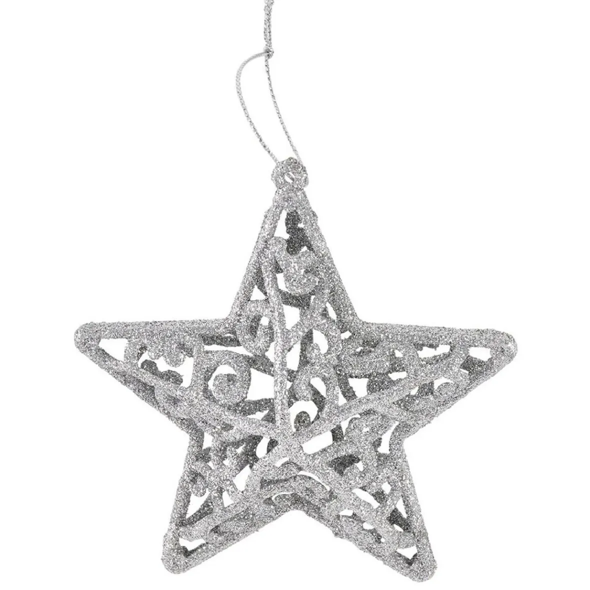 Étoile pailletée argentée à suspendre H.11 cm x3-Gifi Outlet