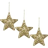 Étoile pailletée dorée à suspendre H.11 cm x3-Gifi Discount
