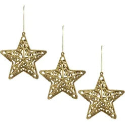 Étoile pailletée dorée à suspendre H.11 cm x3-Gifi Discount