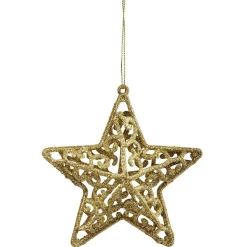 Étoile pailletée dorée à suspendre H.11 cm x3-Gifi Discount