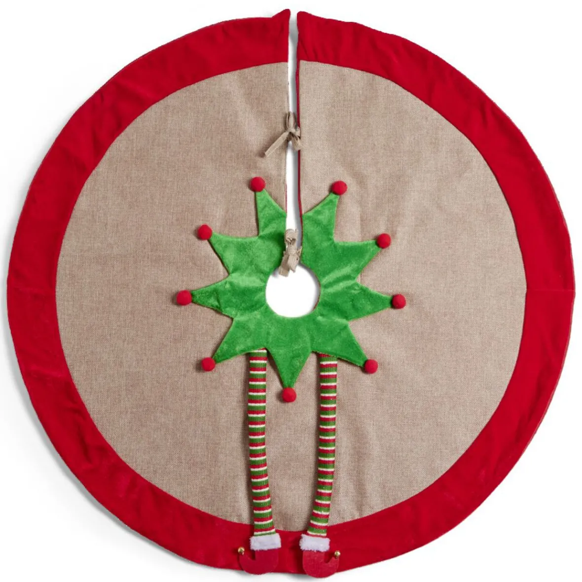 Tour de sapin décor rouge et vert pieds de lutin Ø90cm-Gifi Online