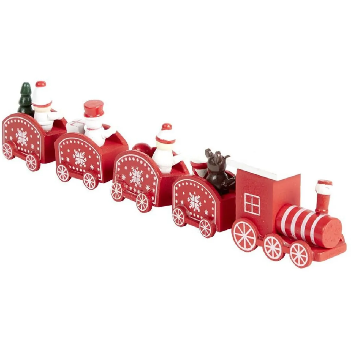 Train de Noël en bois rouge ou vert L24xH4,5cm-Gifi Hot