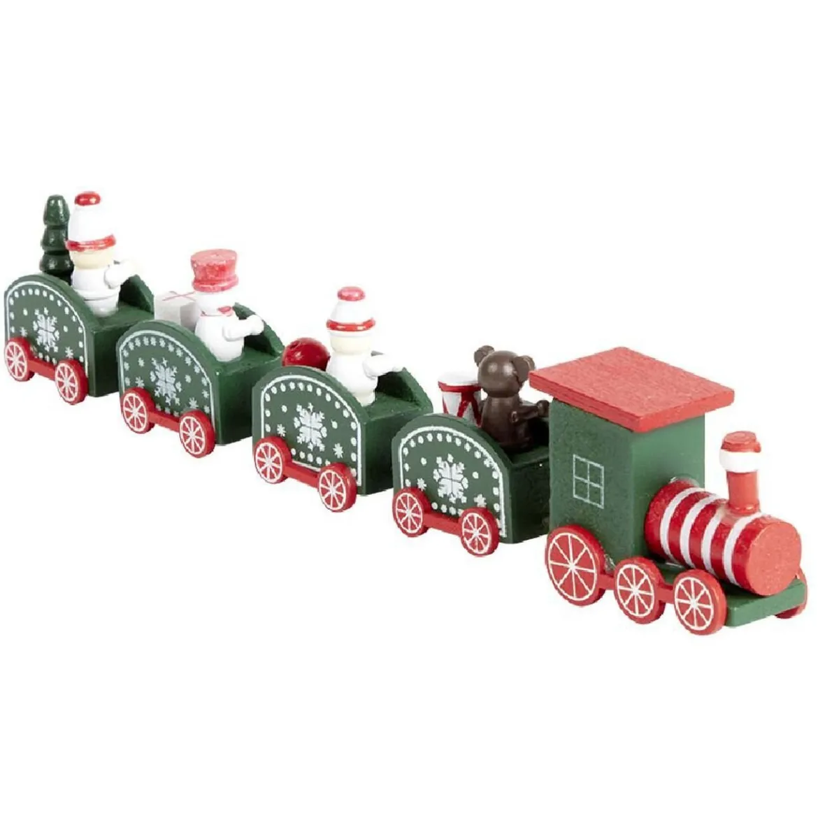 Train de Noël en bois rouge ou vert L24xH4,5cm-Gifi Hot