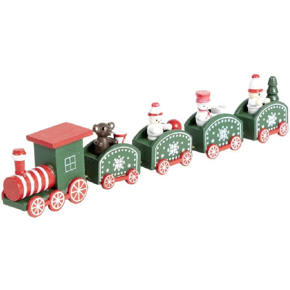 Train de Noël en bois rouge ou vert L24xH4,5cm-Gifi Hot