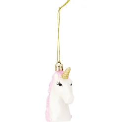 Tête licorne à suspendre rose et blanc 6,5x3,5xH7,5cm-Gifi Sale
