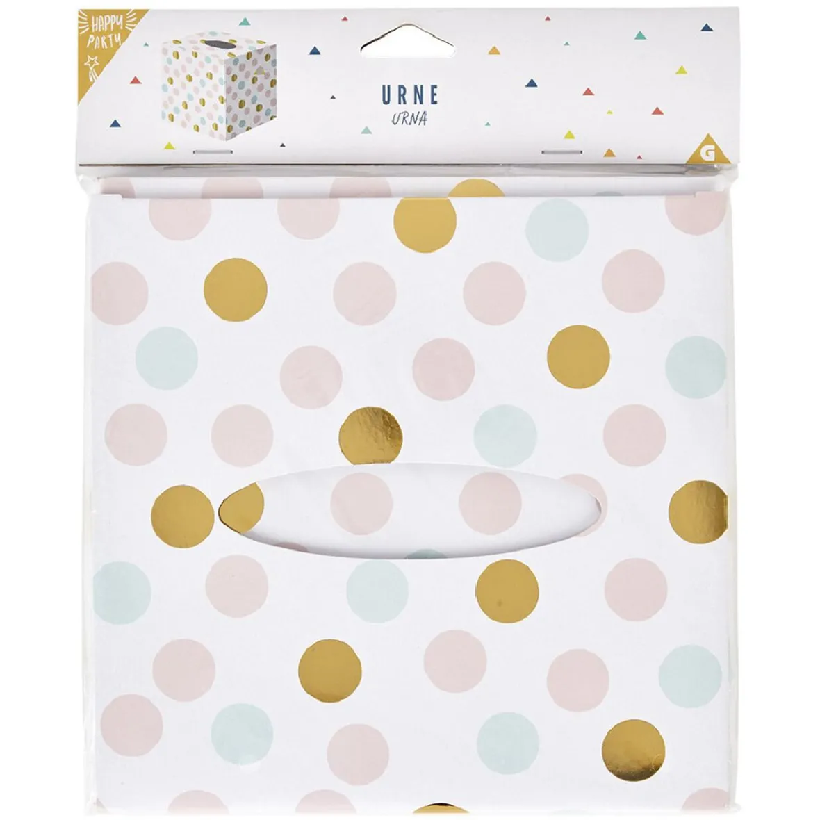 Urne d'anniversaire à poids de couleur rose, vert et doré en carton-Gifi Outlet