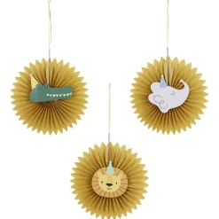 Éventail à suspendre thème animaux sauvage papier de soie x3-Gifi Sale