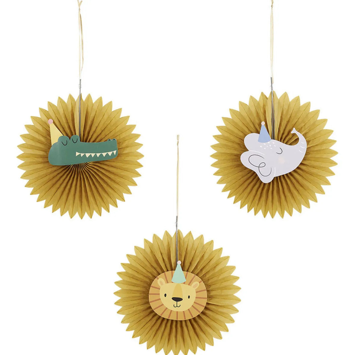 Éventail à suspendre thème animaux sauvage papier de soie x3-Gifi Sale