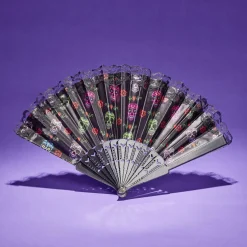 Éventail Halloween pliant tête de mort mexicaine 43x23cm-Gifi Sale