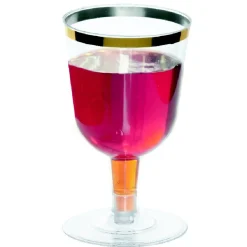 Verre à vin plastique transparent décor doré x6-Gifi