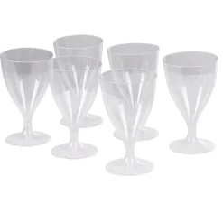 Verre bas à pied en plastique transparent réutilisable x6-Gifi Hot
