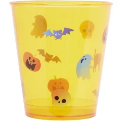 Verre plastique motif Halloween orange et violet Ø7xH13cm x6-Gifi Hot