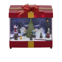 Village de Noël animé et lumineux en forme de cadeau-Gifi Discount