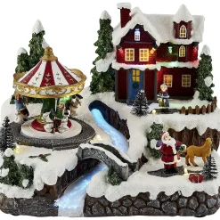 Village de Noël animé lumineux musical 18 LED multicolores-Gifi