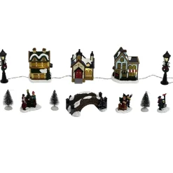 Village de Noël lumineux décor et personnages 12 pièces-Gifi Best