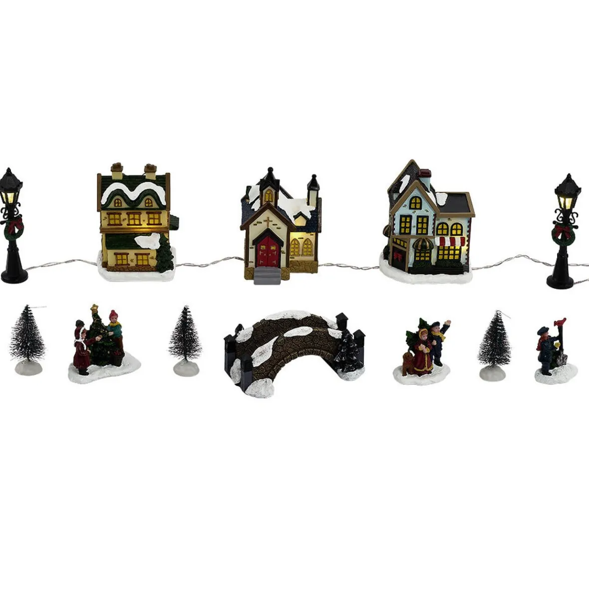 Village de Noël lumineux décor et personnages 12 pièces-Gifi Best