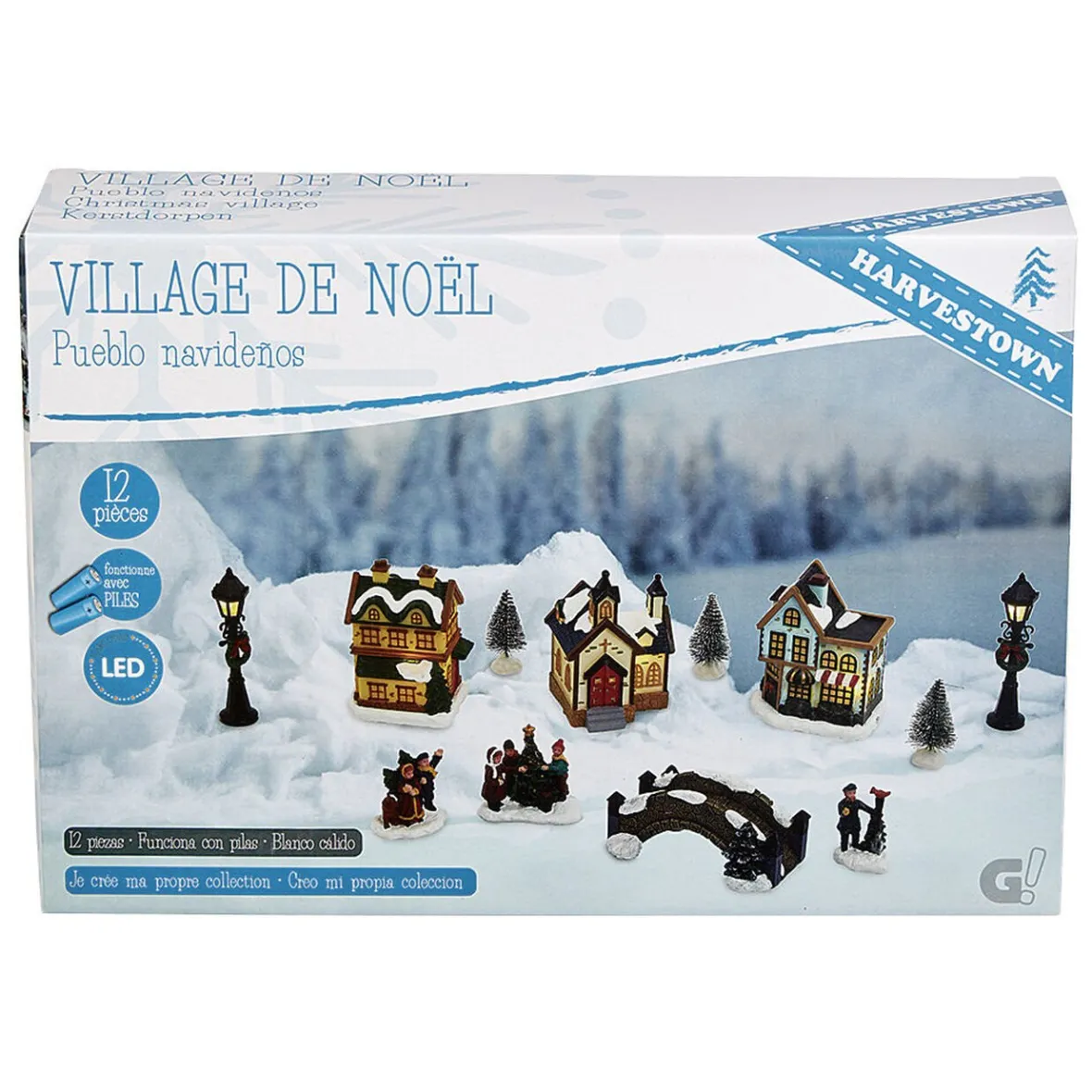 Village de Noël lumineux décor et personnages 12 pièces-Gifi Best