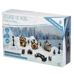 Village de Noël lumineux décor et personnages 12 pièces-Gifi Best
