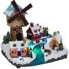 Village de Noël lumineux 18LED avec moulin à vent musical et animé H22cm-Gifi Best