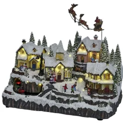 Village de Noël lumineux 42LED blanc chaudmusical et animé-Gifi New