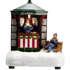 Village de Noël stand vente de journaux lumineux LED blanc chaud fixe-Gifi Best